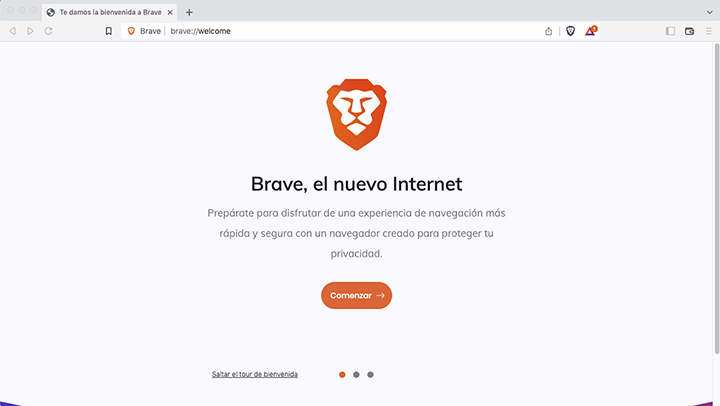 Página principal de Brave, el navegador con el que podemos ganar dinero, que vemos al abrirlo por primera vez